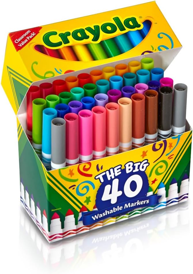 Crayola Ultra Clean Washable Markers (40ct), Coloring Markers for Kids, Coloring Book Marker Set, Stocking Stuffers for Kids, Ages 3+ - Image 4