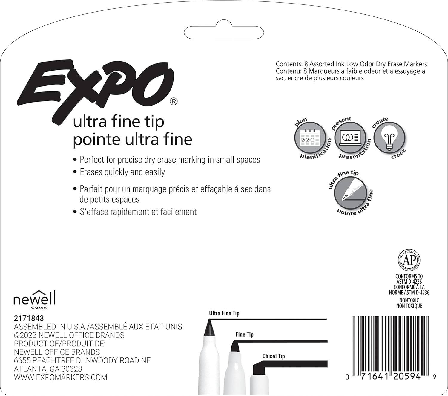 EXPO Low Odor Dry Erase Markers, Ultra-Fine Tip, Assorted Colors, 8 Count - Image 8