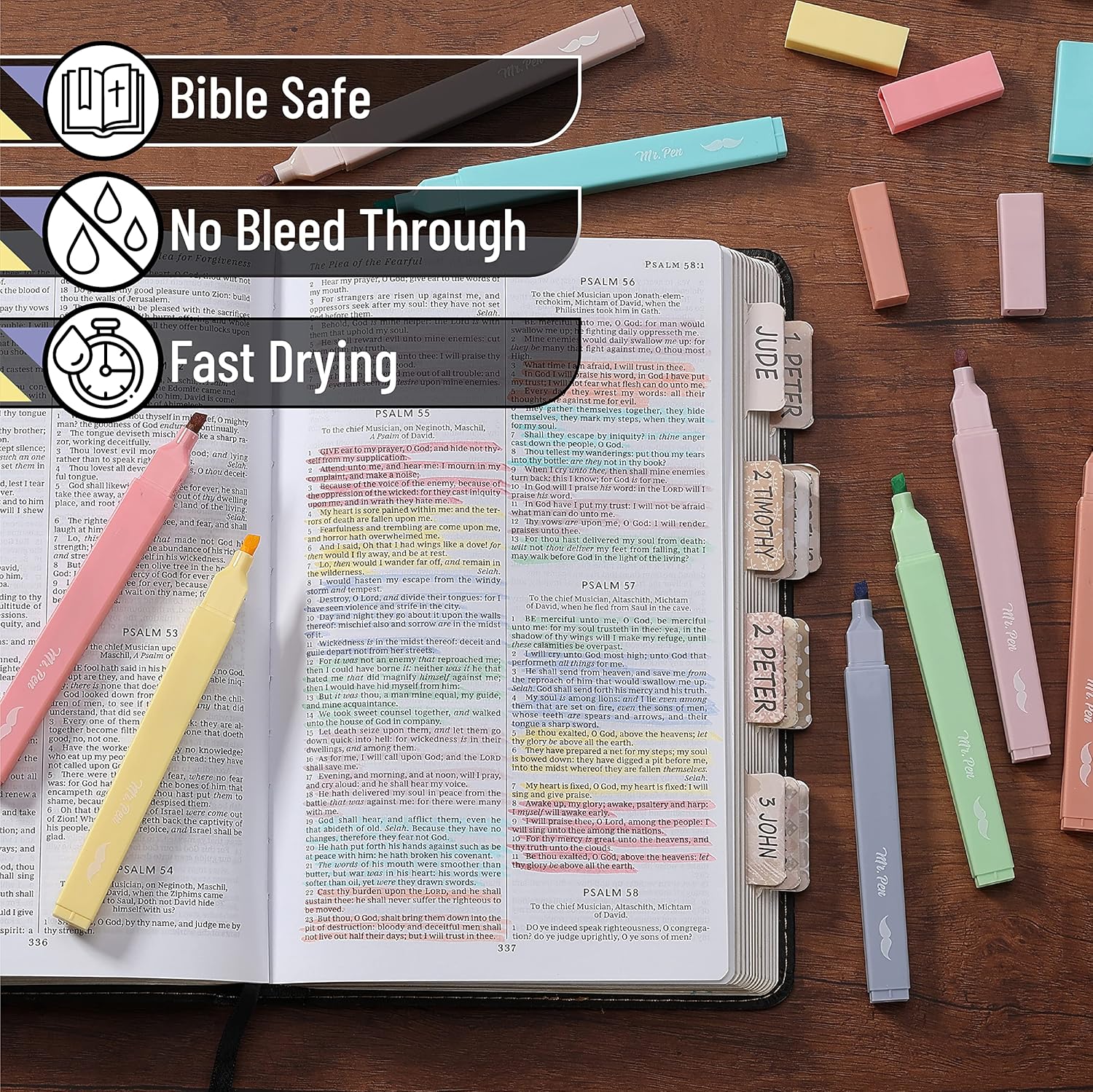 Mr. Pen- Aesthetic Cute Pastel Highlighters Set, 8 pcs, Chisel Tip, Candy Colors, No Bleed Bible Assorted Colors - Image 5