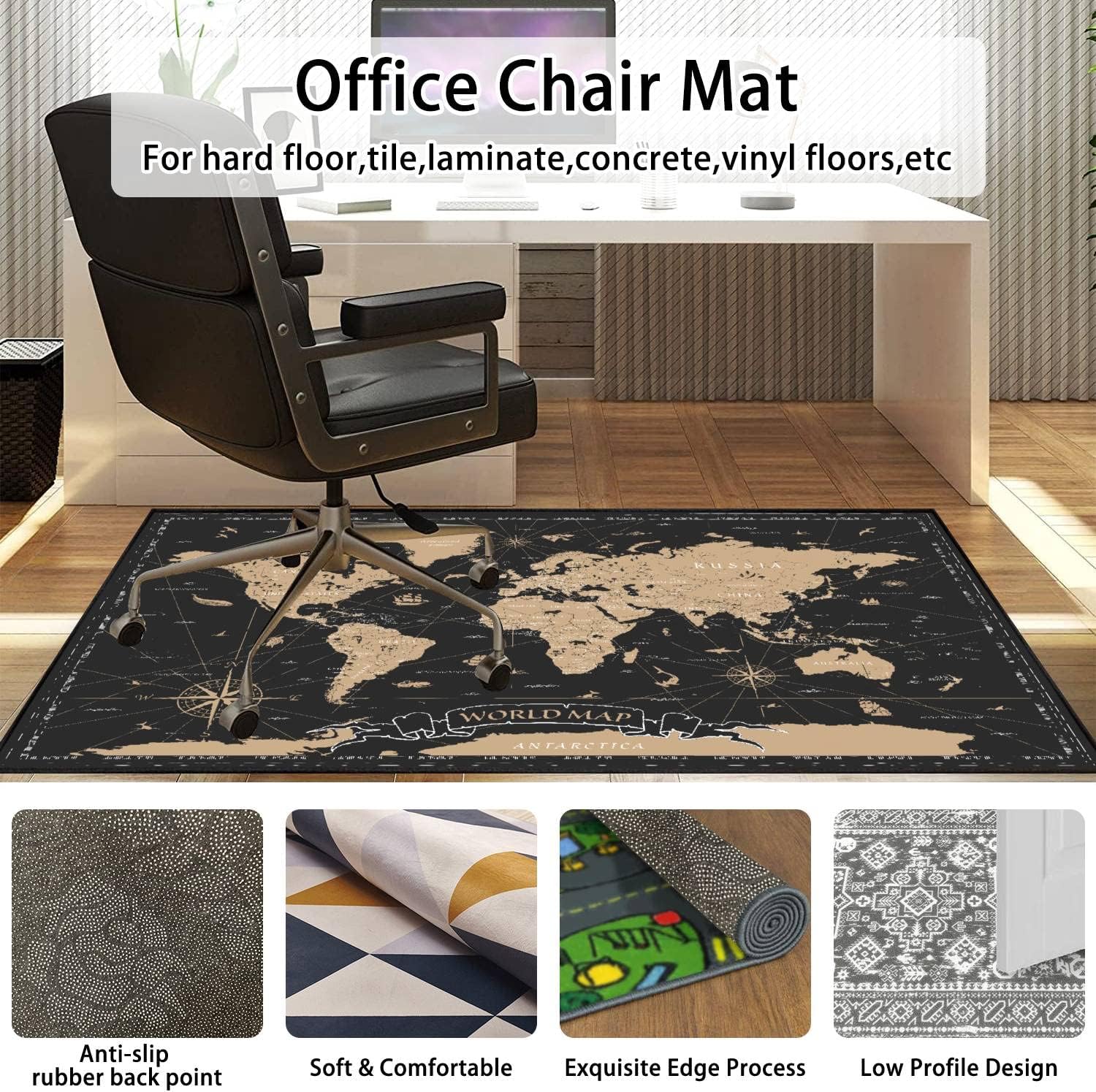 World Map Vintage Black Golden Detailed Area Rug Outdoor Patio Rug Play Mat Modern Floor Carpet Non-Slip Home Decor Living Room Kids Bedroom Nursery, 6x9 ft - Image 6