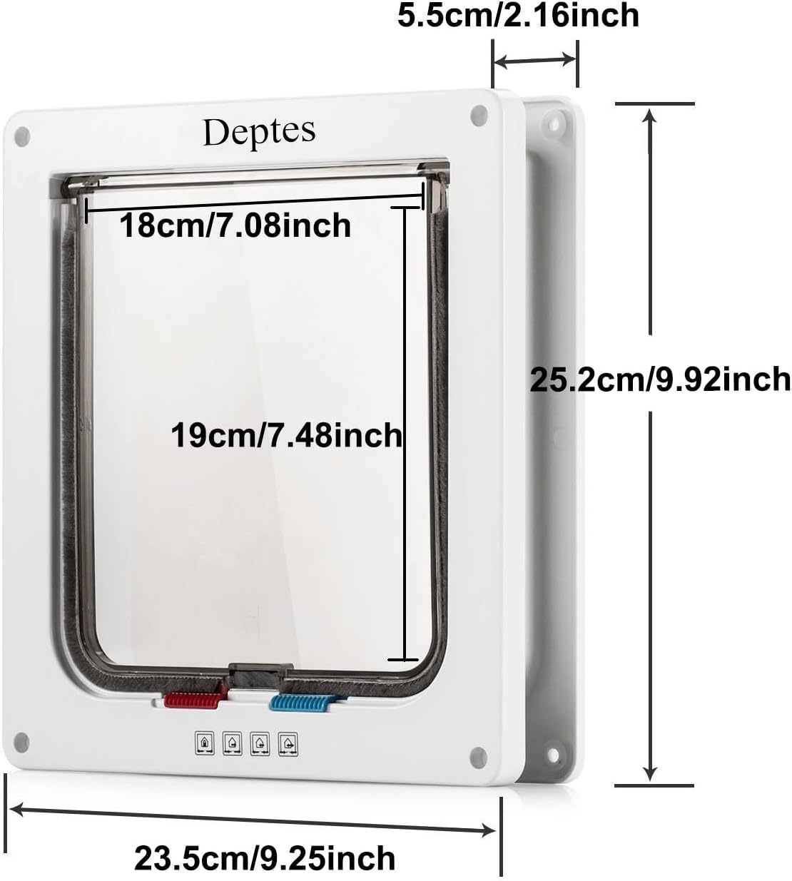 Depets Large Cat Door (Outer Size 9.9" x 9.2"), 4 Way Locking Cat Flap Door for Interior Exterior Doors, Weatherproof Pet Door for Circumference < 23" - Image 4