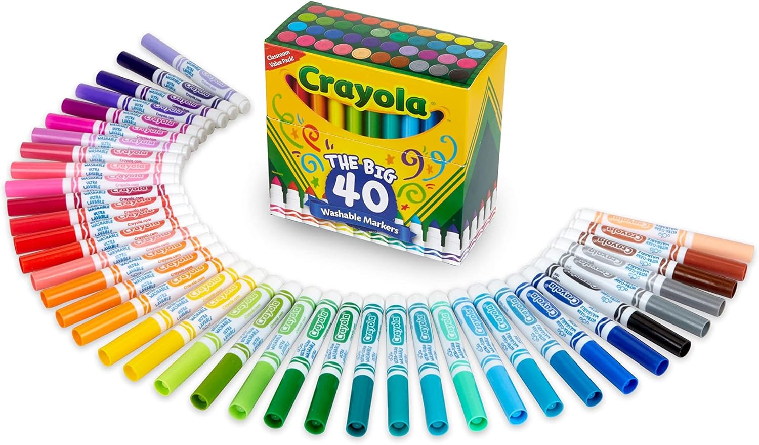 Crayola Ultra Clean Washable Markers (40ct), Coloring Markers for Kids, Coloring Book Marker Set, Stocking Stuffers for Kids, Ages 3+ - Image 2