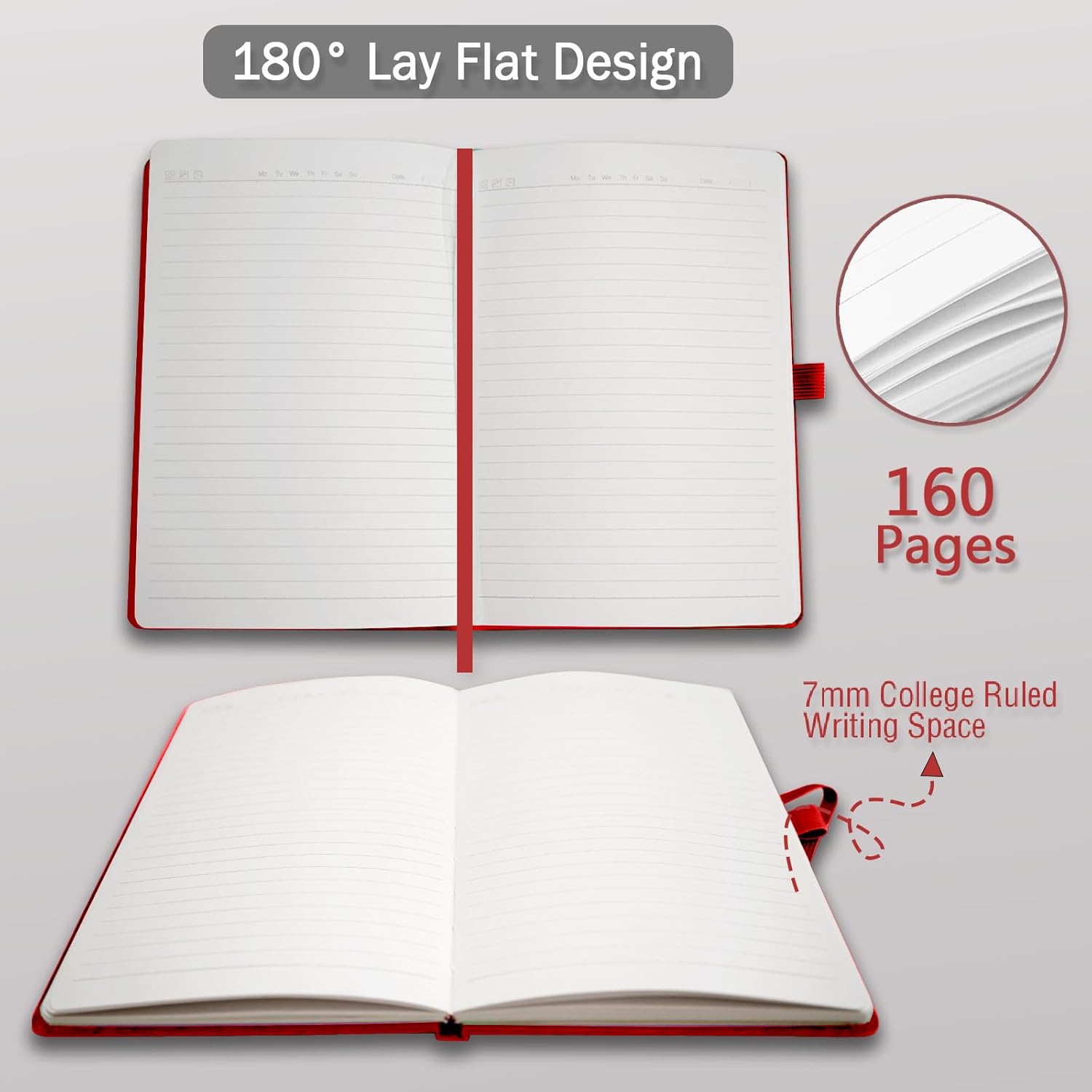 8 Pack Lined Journal Notebooks, A5 Hardcover Notebooks, 5.5 x 8.3 inch, 100GSM,160 Pages, Classic College Ruled Notebooks for Writing/Work/Travel/College (Assorted Color) - Image 7
