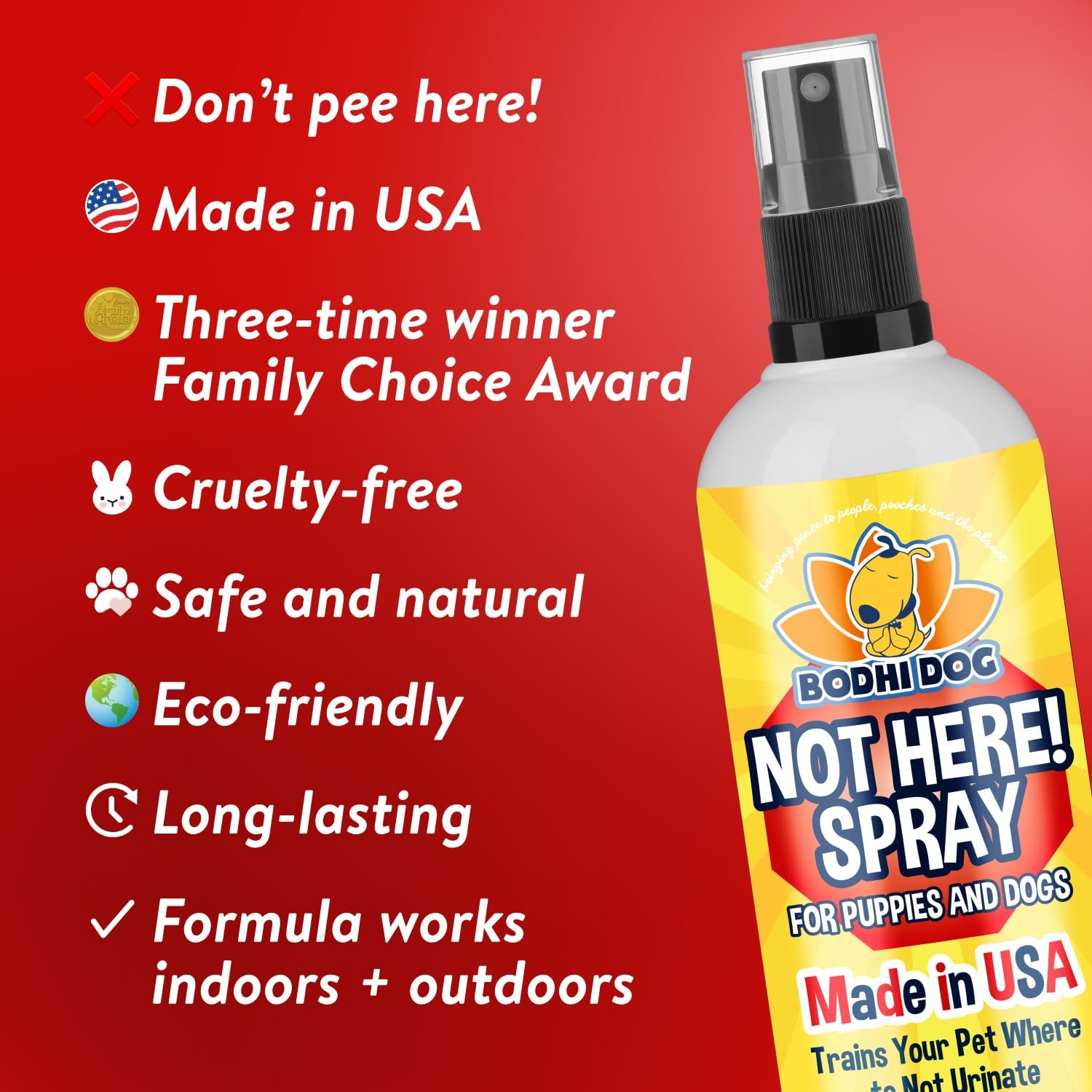 Bodhi Dog Not Here! Spray | Trains Your Pet Where Not to Urinate | Training Corrector for Puppies & Dogs | for Indoor & Outdoor Use | No More Marking | Made in The USA (8 Ounce) - Image 3