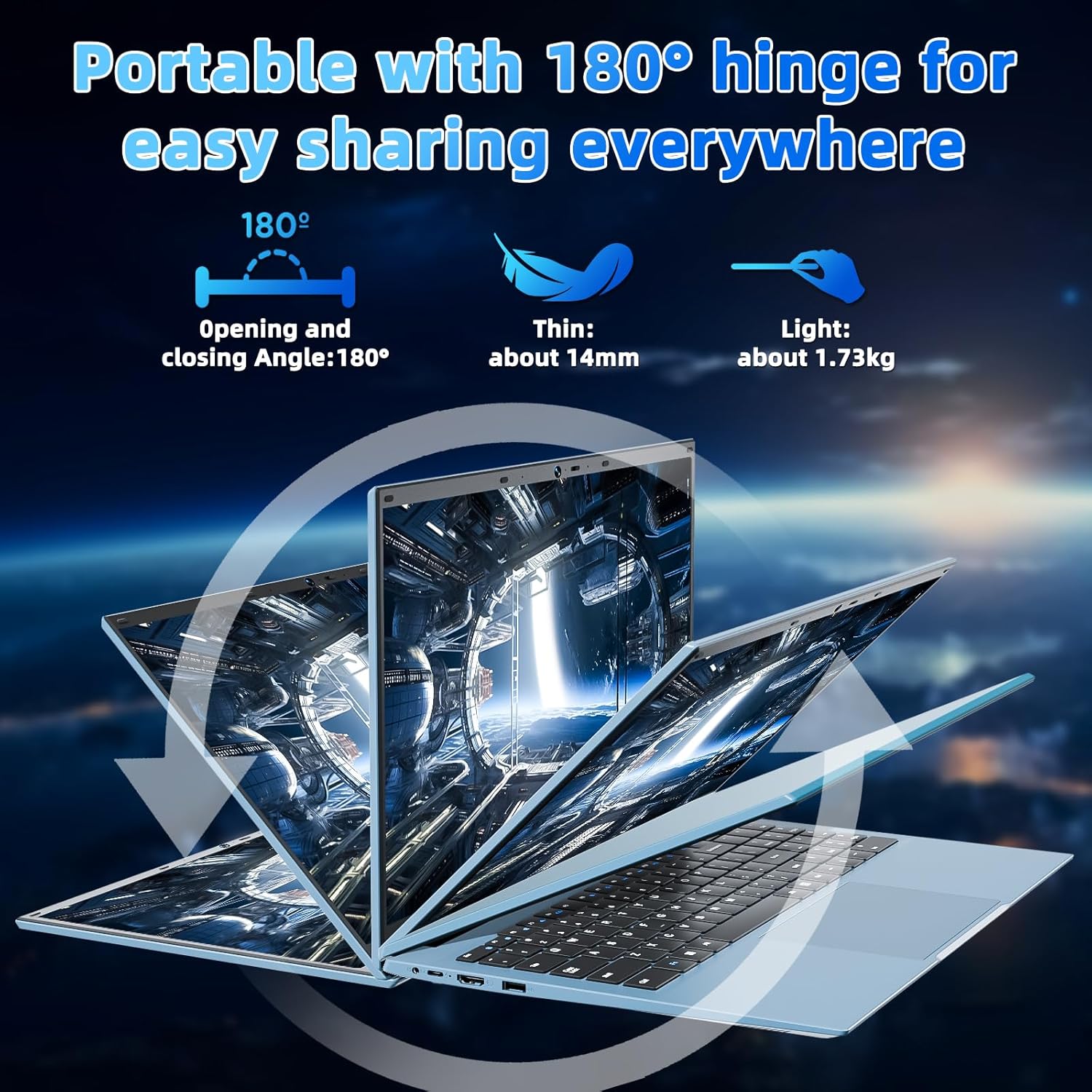 15.6 Inch Laptops, Windows 11 Laptop Computers, 4GB DDR4 128GB SSD, Celeron N5095 Quad-Core CPU(Up to 2.9GHz), 1 Year Office 365, WiFi 6, 7000mAh, USB 3.2 * 3, HDMI, Type-C, BT5.2(Gray) - Image 9