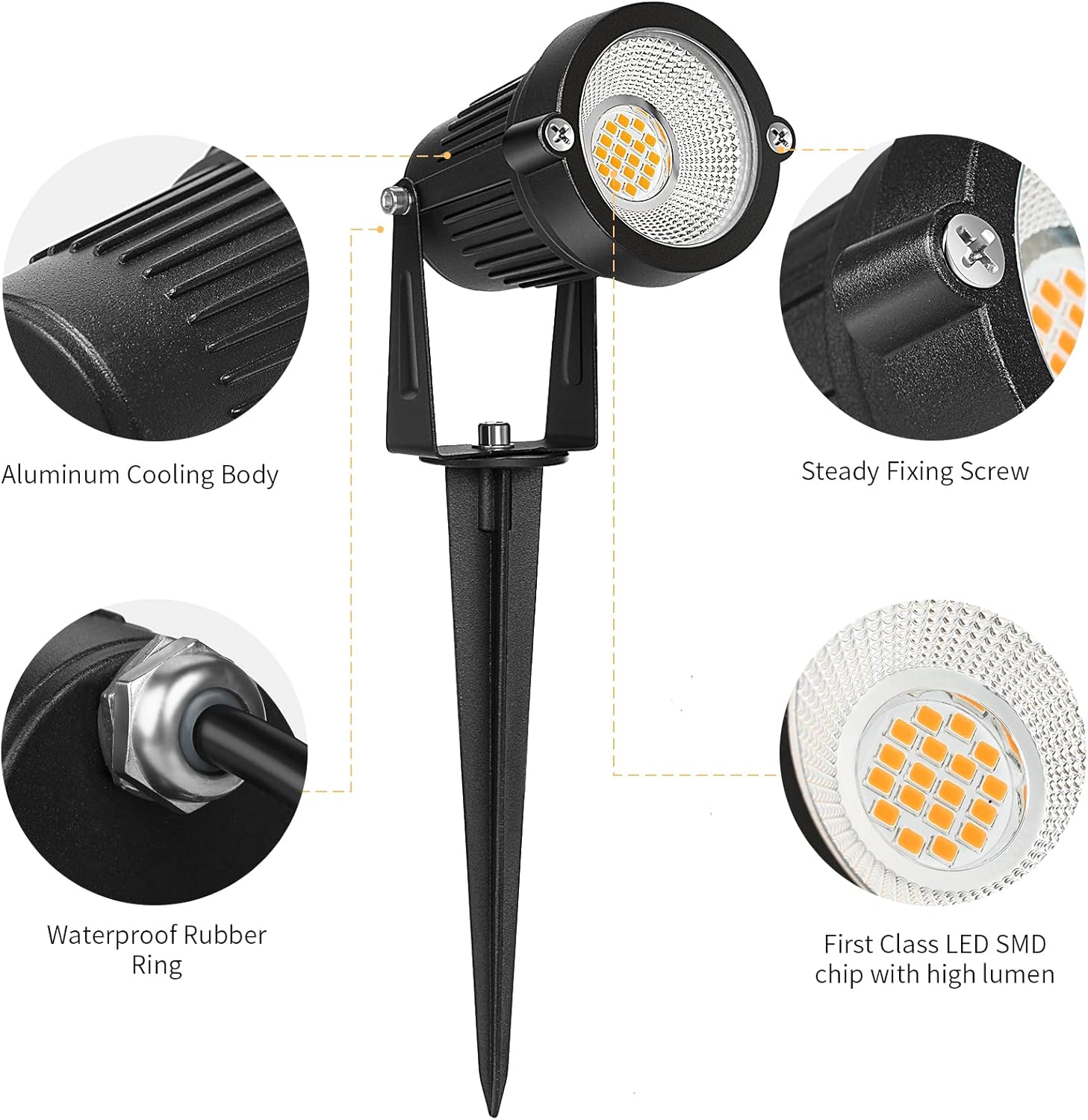 Low Voltage Landscape Lights Outdoor: 7W 700LM LED Landscape Lighting with Connectors for Tree Garden Yard Pathway | 12V 24V Warm White 2700K Spotlights | IP65 Waterproof | 6 Pack - Image 5