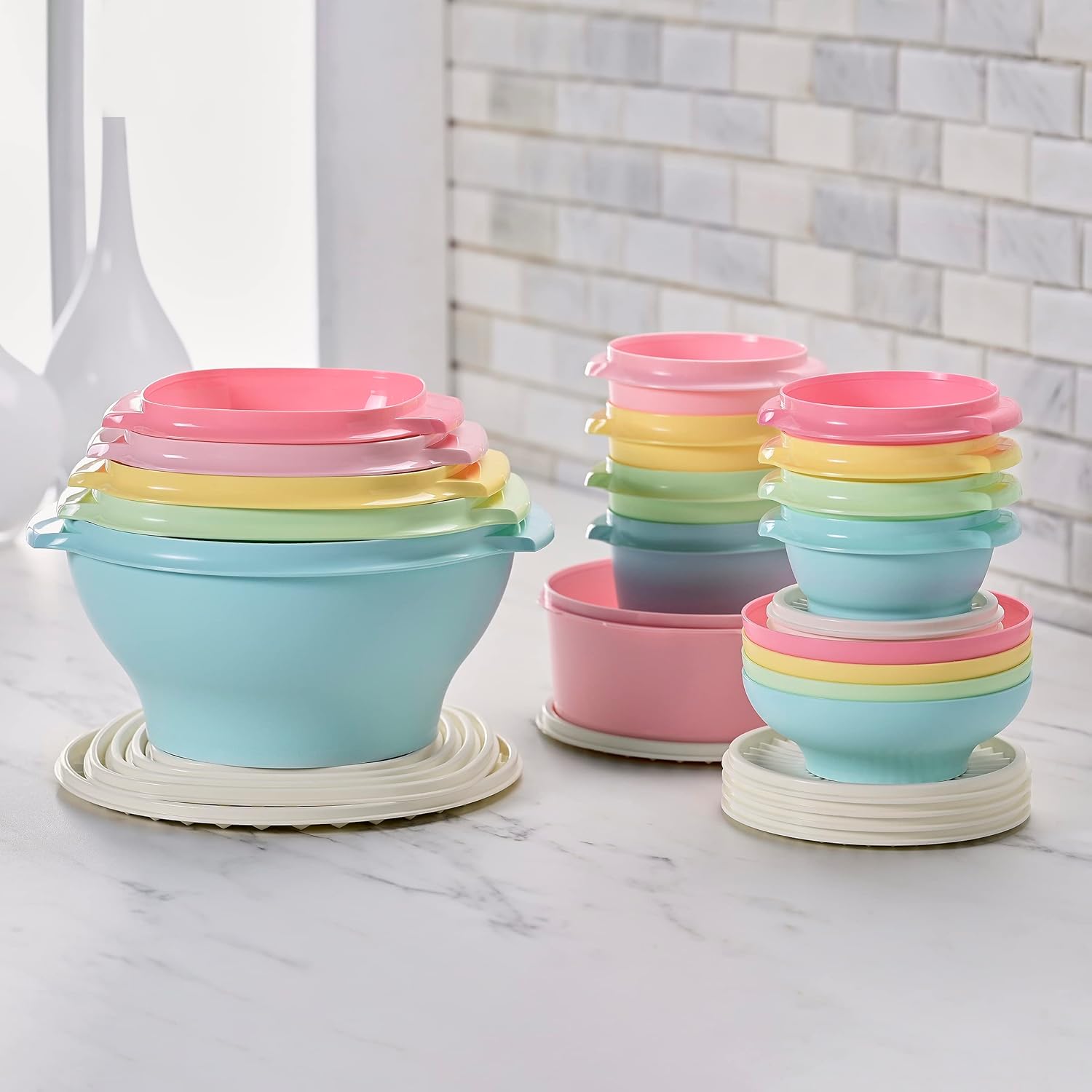 Tupperware Heritage Collection 36 Piece Food Storage Container Set in Vintage Colors- Dishwasher Safe & BPA Free - (18 containers + 18 lids) - Image 9