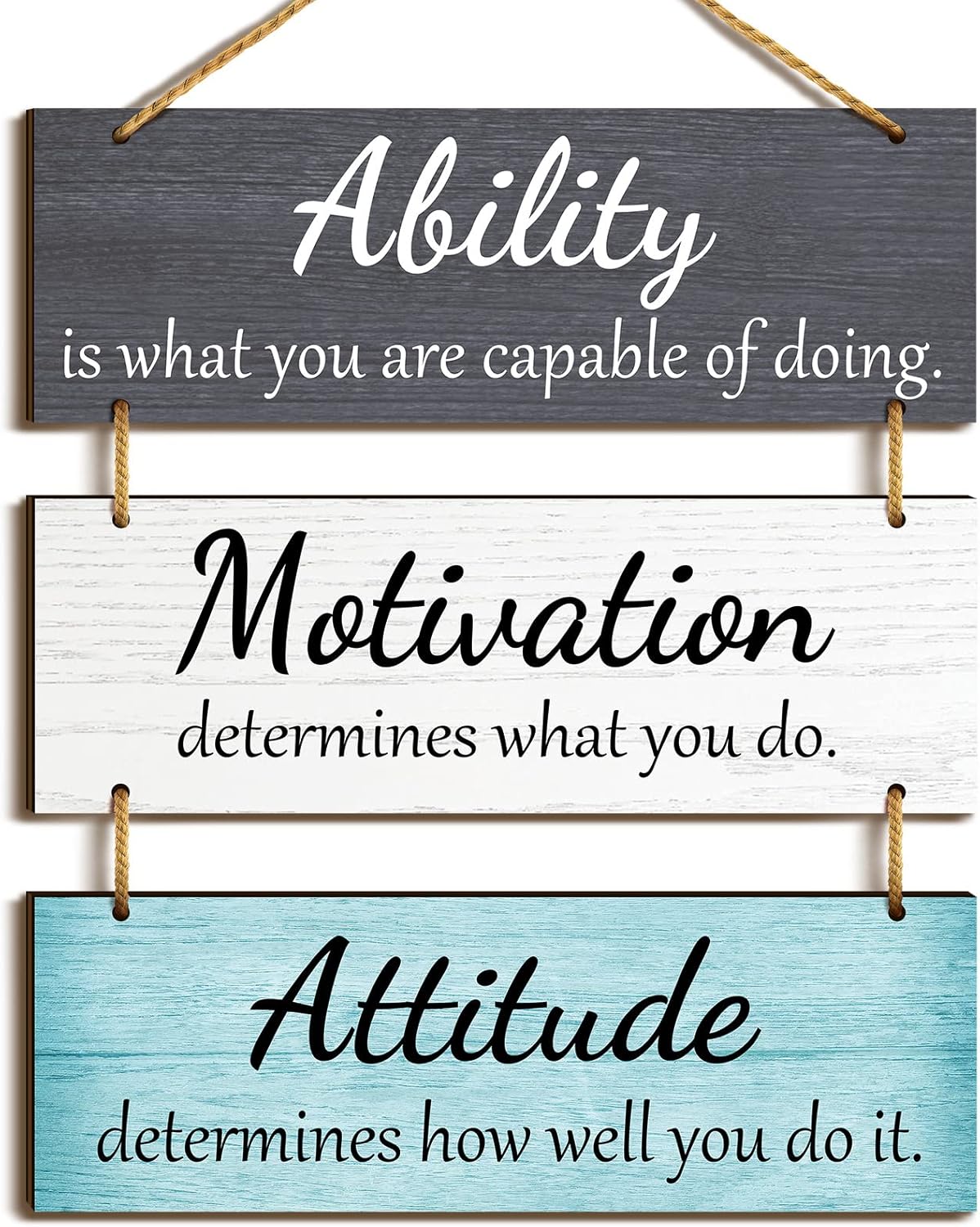 Jetec Office Wall Decor Inspirational Rustic Wall Decor Office Decor Motivational Wall Plaques with Sayings Wooden Wall Hangings Ability Sign Bathroom Decor for Home Office Wall Art (Fresh Color) - Image 2