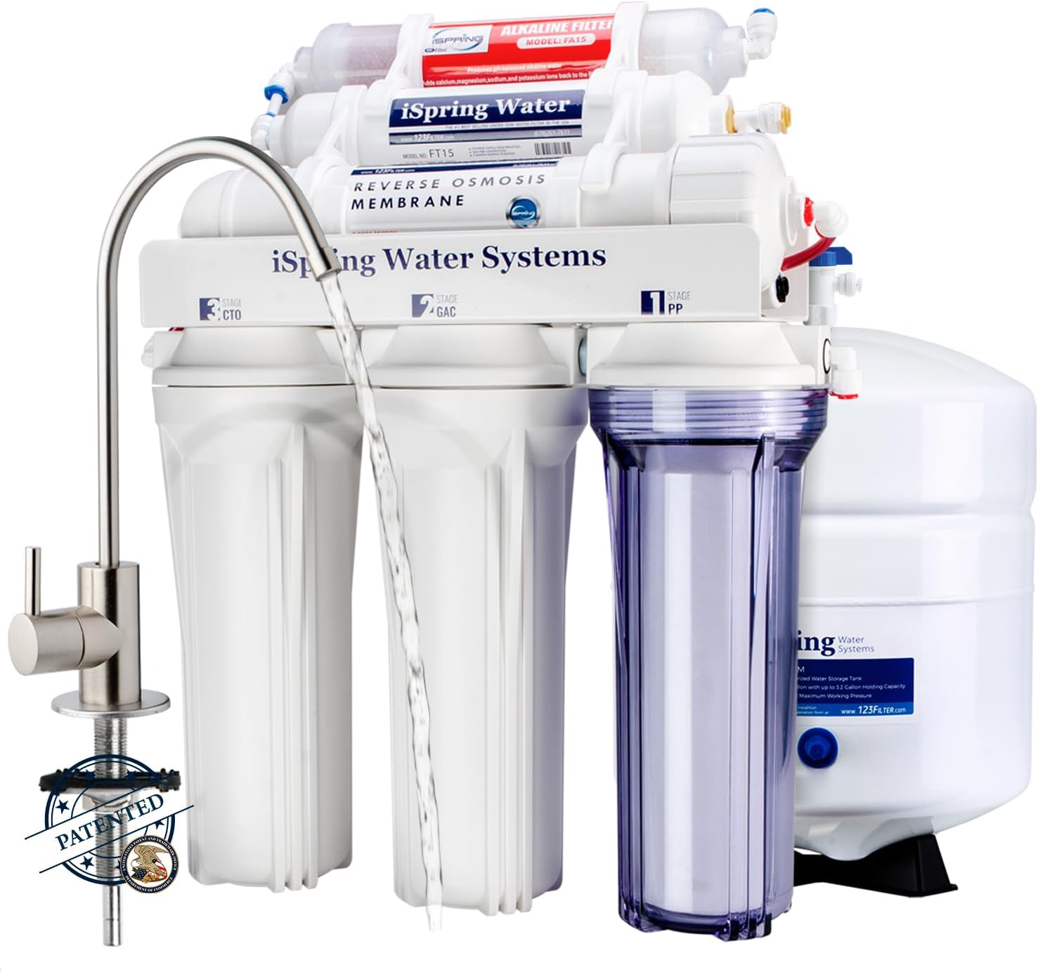 iSpring RCC7AK, NSF Certified, 75 GPD, Alkaline 6-Stage Reverse Osmosis System, pH+ Remineralization RO Water Filter System Under Sink, Innovative Top-Mounted Faucet Design with U.S. Patent - Image 2