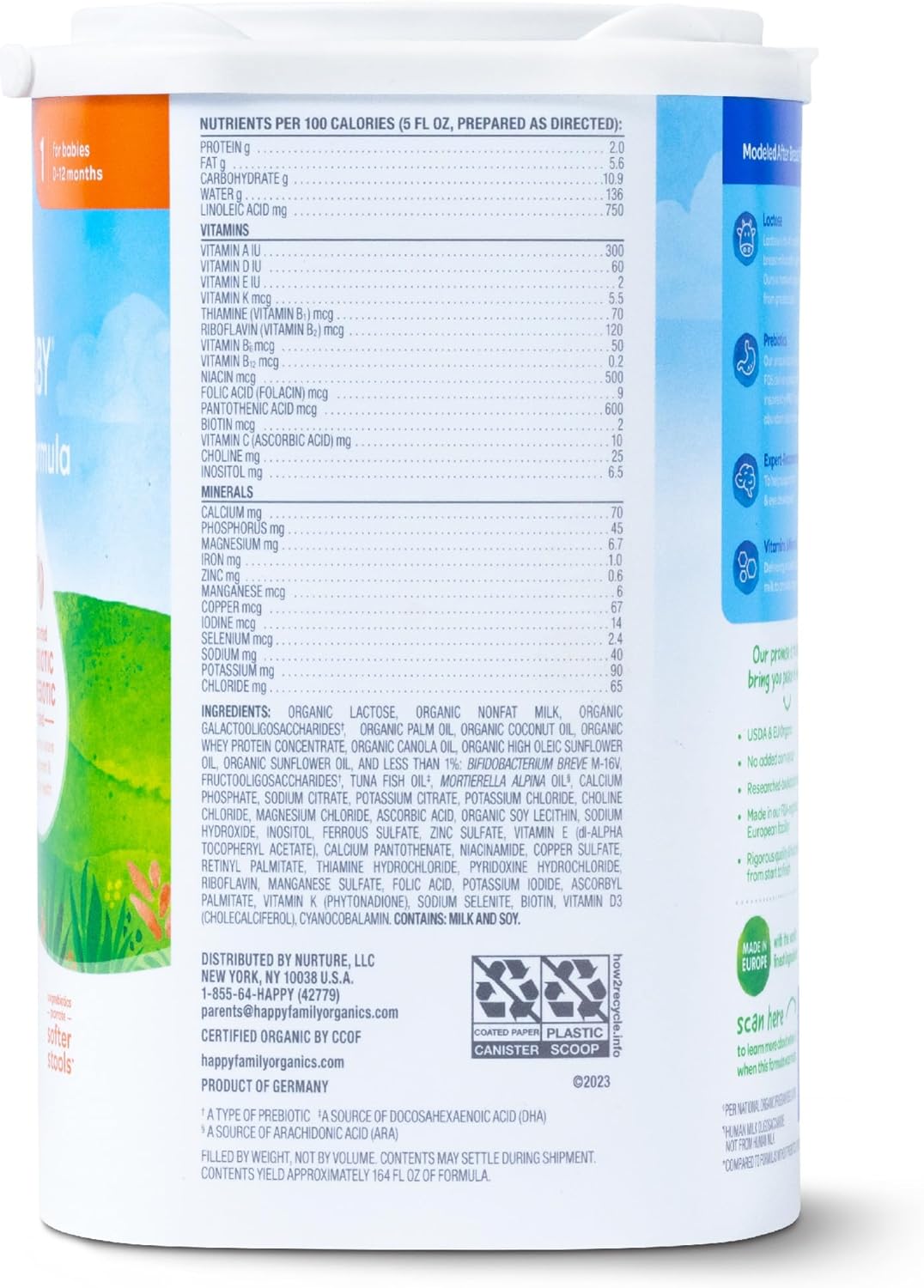 Happy Baby Organics Stage 1 Infant Formula, 0-12 Months, Milk Based Organic Baby Formula Powder with Iron, Probiotics & Prebiotics for Immune & Digestive Support, 22.9 Ounce (Pack of 1) - Image 10
