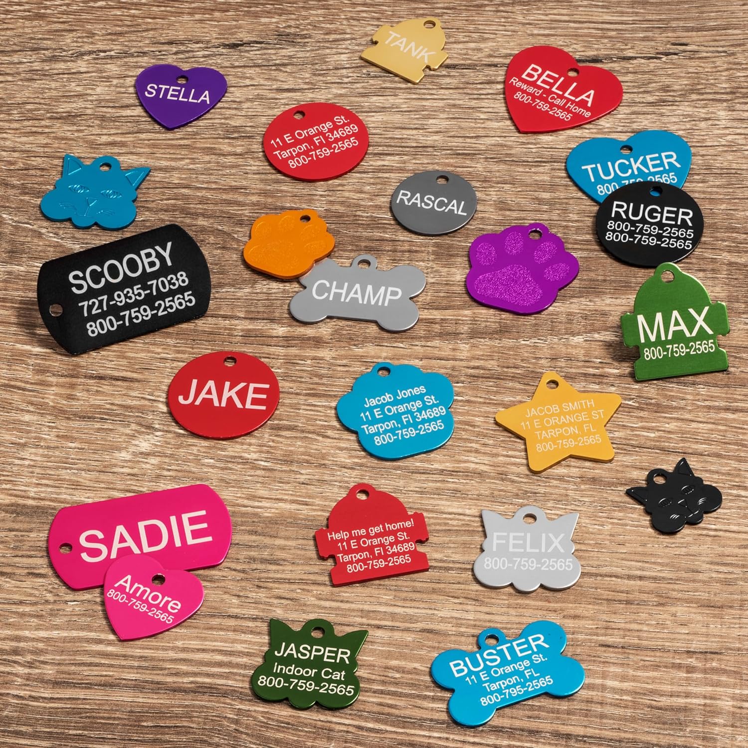 Providence Engraving Pet ID Tags in 8 Shapes, 8 Colors, and Two Sizes - Personalized Dog and Cat Tags with 4 Lines of Customizable Text - Image 5