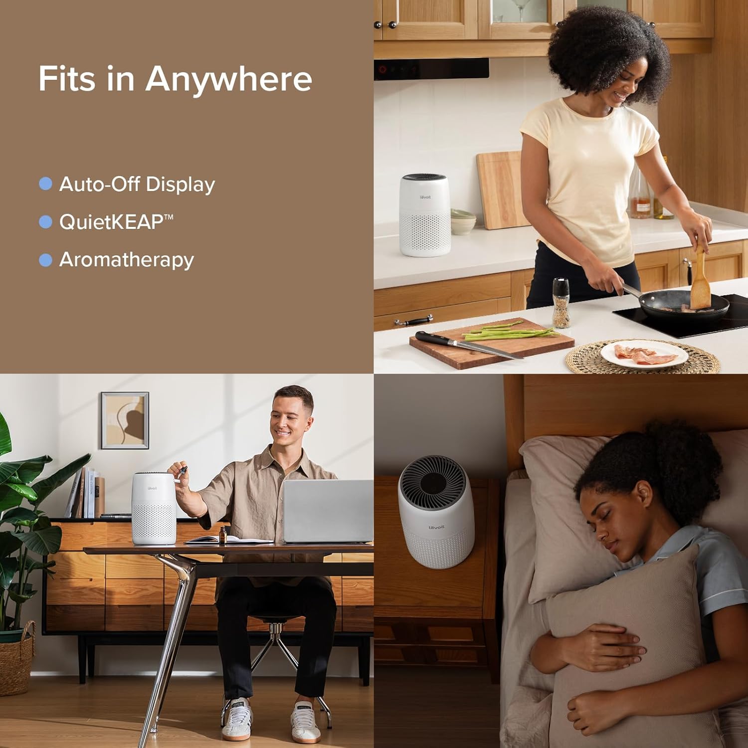 LEVOIT Air Purifiers for Bedroom Home, 3-in-1 Filter Cleaner with Fragrance Sponge for Better Sleep, Filters Smoke, Allergies, Pet Dander, Odor, Dust, Office, Desktop, Portable, Core Mini-P, White - Image 5