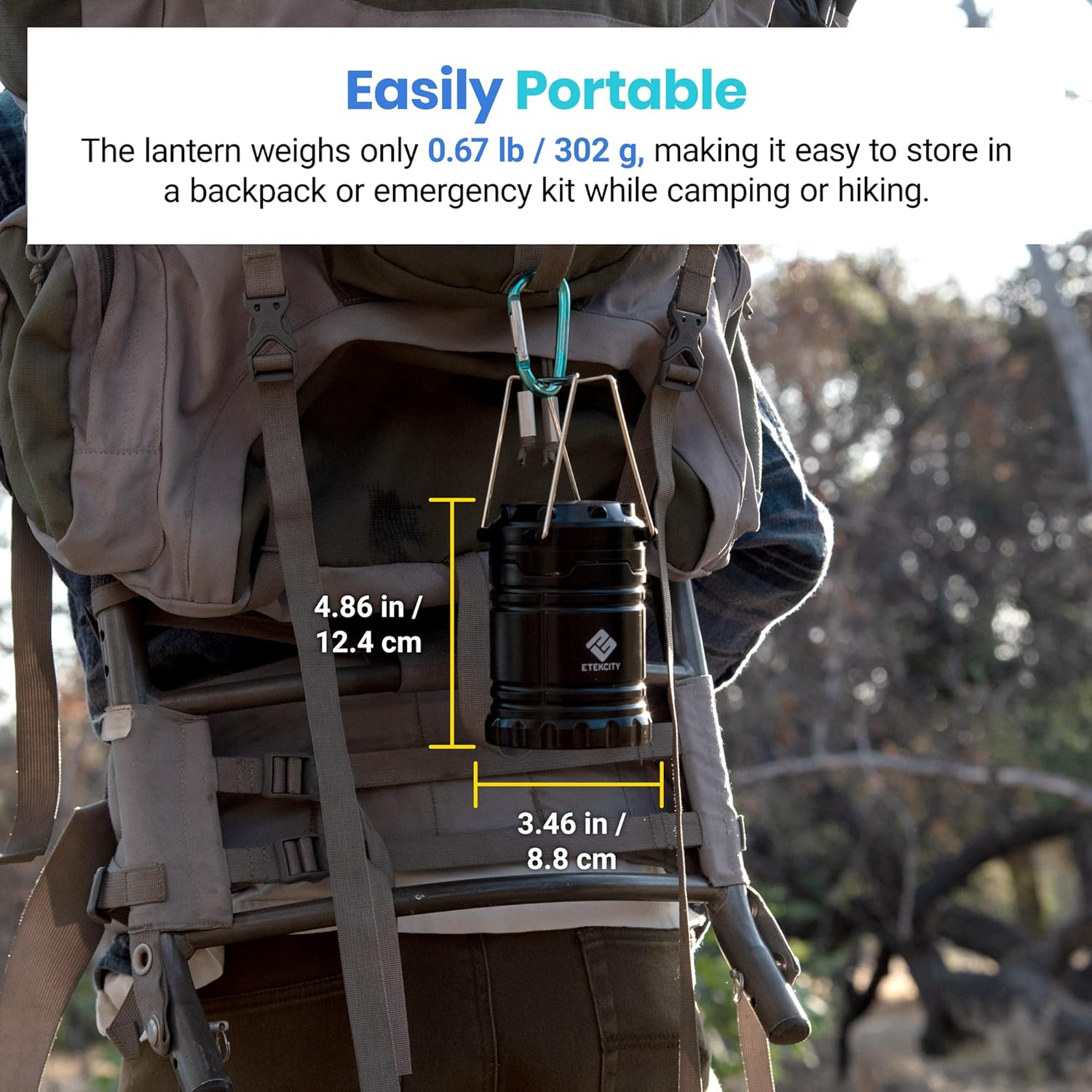 Etekcity Lantern Camping Essentials Lights, Led Flashlight for Power Outages, Tent Lights for Emergency, Survival Gear and Supplies for Hurricane, Battery Operated Lamp, 2 Pack, Black - Image 4