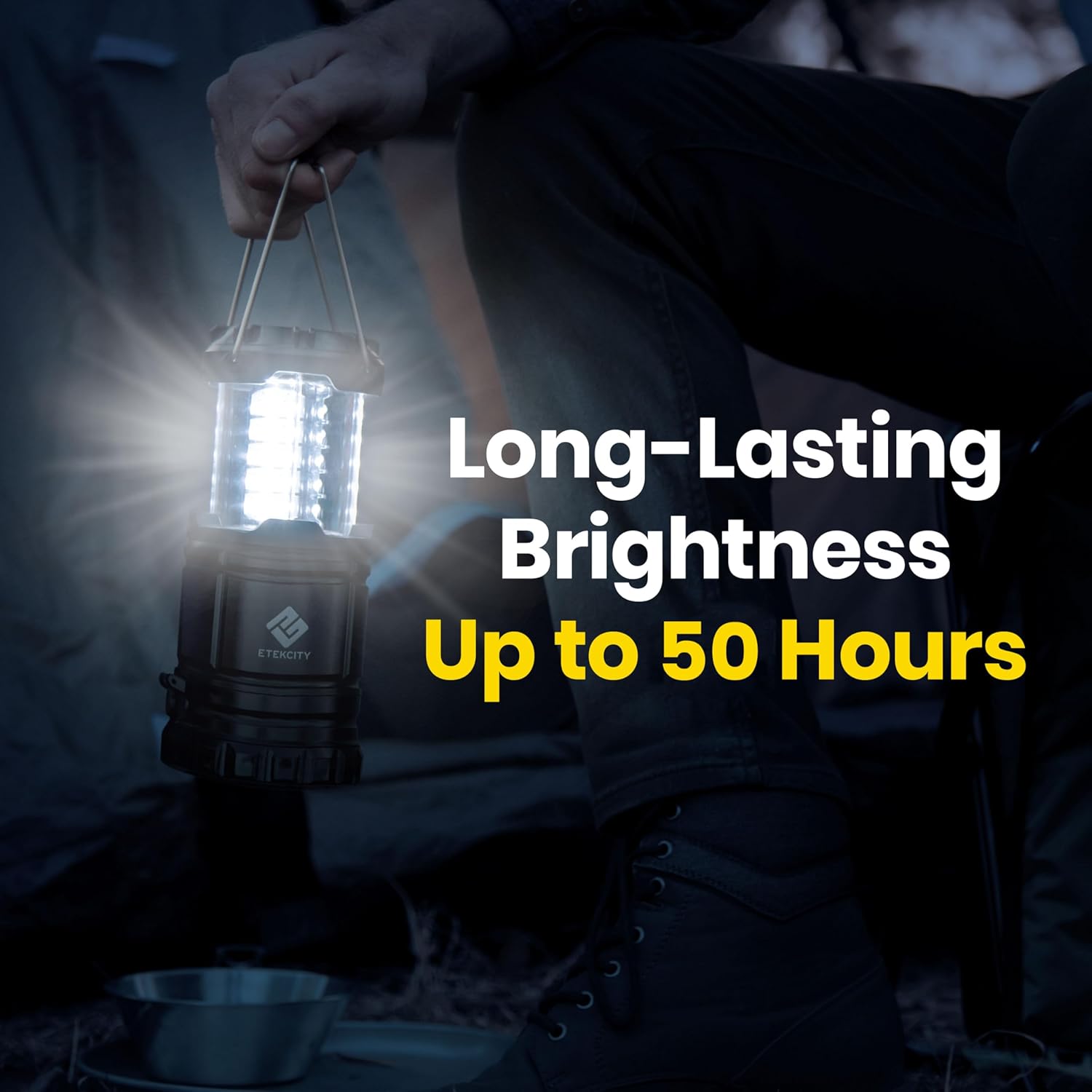 Etekcity Lantern Camping Essentials Lights, Led Flashlight for Power Outages, Tent Lights for Emergency, Survival Gear and Supplies for Hurricane, Battery Operated Lamp, 2 Pack, Black - Image 6