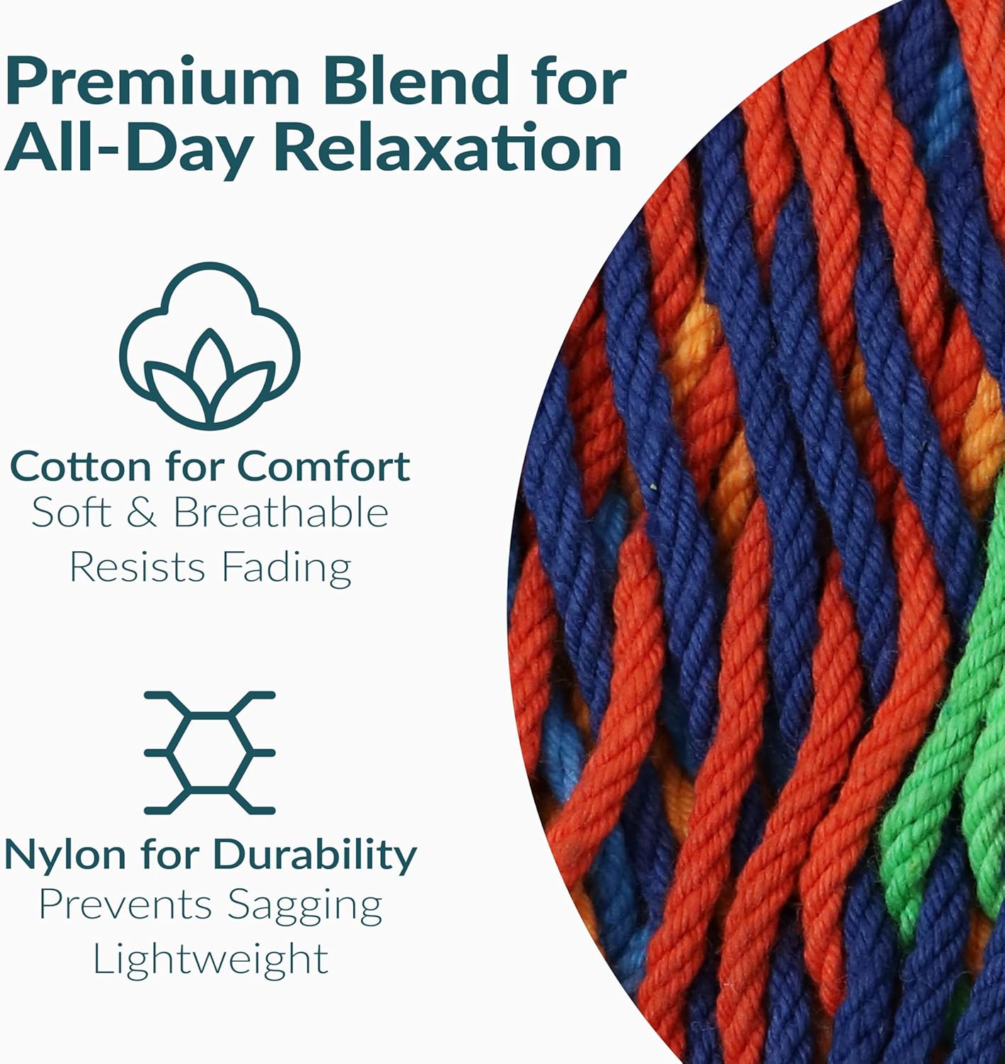 Sunnydaze Handwoven XXL Thick Cord Mayan Double Hammock for Outside - 625-Pound Capacity Heavy-Duty Outdoor Hammock - Multicolor - Image 4