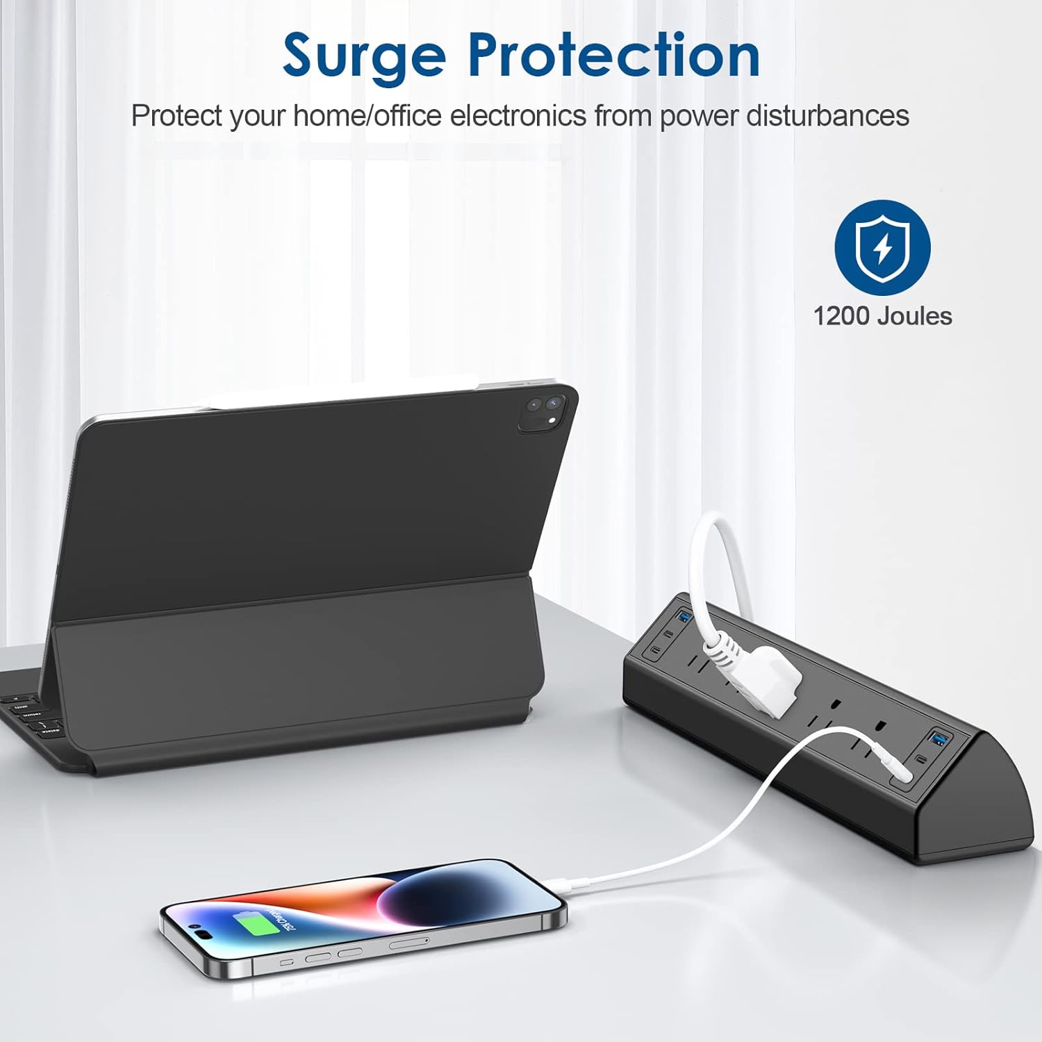 Desk Clamp Power Strip USB C,40W Total Fast Charging Station,4 PD 20W USB C Ports,Desk Edge Mount Power Strip 6 USB Ports 5 AC Outlets Surge Protector,Fit 1.96" Tabletop Edge,ETL Listed - Image 6