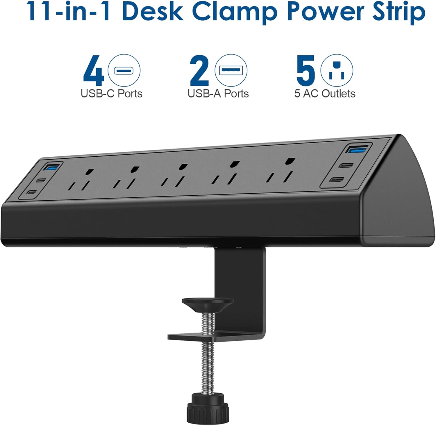 Desk Clamp Power Strip USB C,40W Total Fast Charging Station,4 PD 20W USB C Ports,Desk Edge Mount Power Strip 6 USB Ports 5 AC Outlets Surge Protector,Fit 1.96" Tabletop Edge,ETL Listed - Image 7