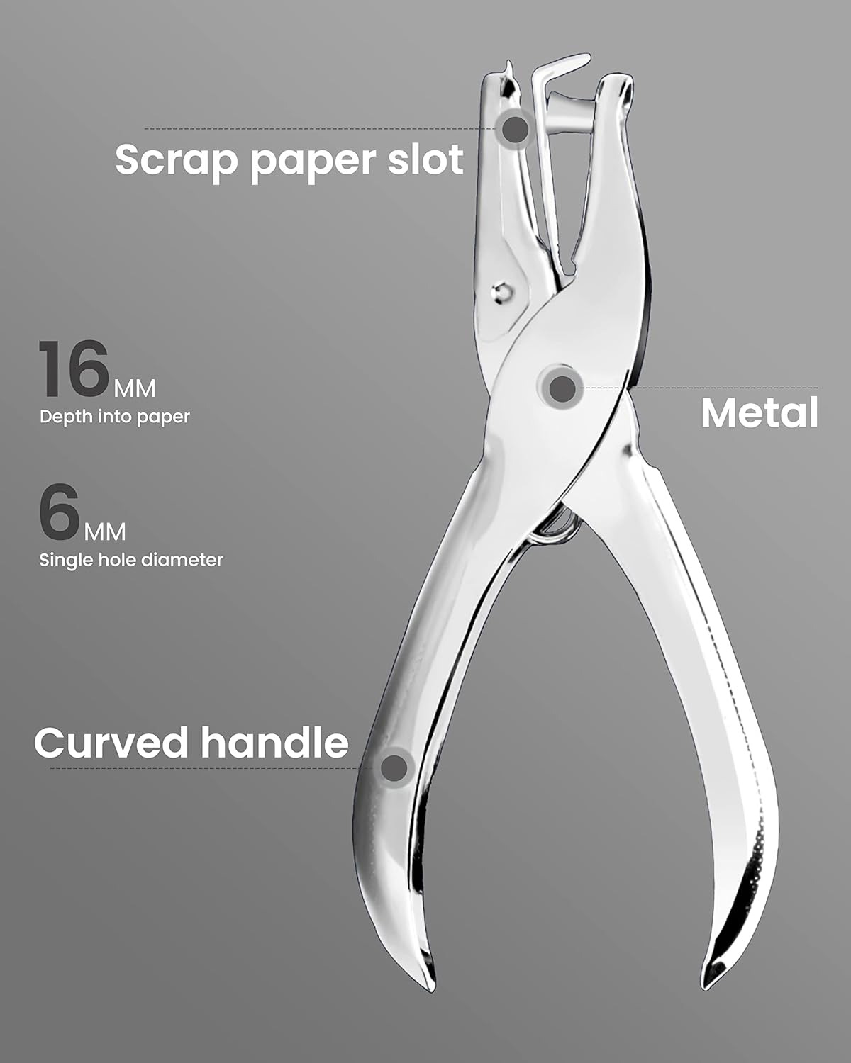2 Pcs Hole Punch, 1/4 Inch and 1/8 Inch Single Hole Punch, MoHern Hole Puncher Single, Hole Puncher for Crafts, Tags, Tickets, Circle Paper Punches with 6 Sheet Capacity for Home, Office, School - Image 4