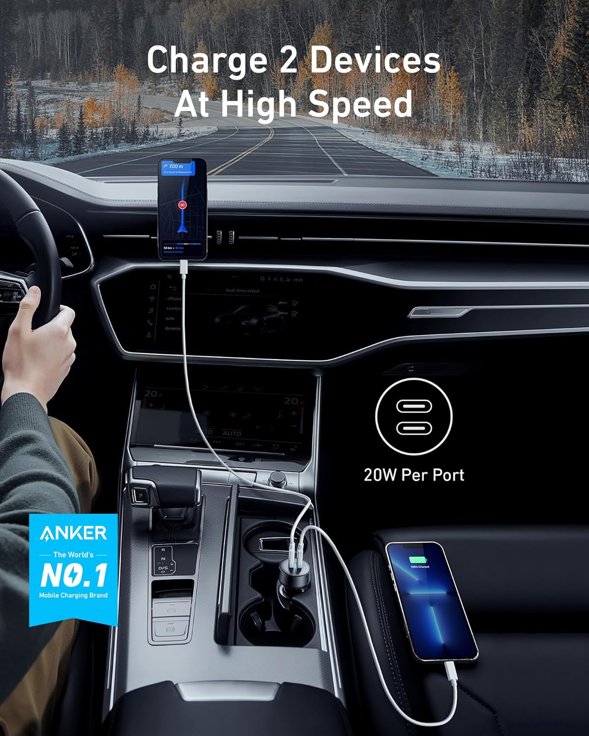 Anker USB C Car Charger, 40W 2-Port PowerIQ 3.0 Type C Adapter, iPhone 16 Car Charger, PowerDrive III Duo with Power Delivery for iPhone 16 15 14 13, Galaxy S22/S20/S10, Pixel, iPad, and More - Image 3