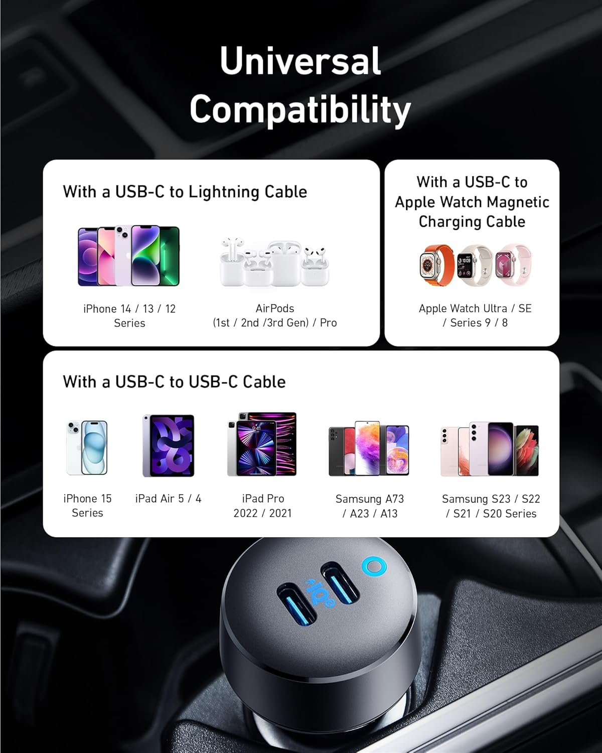 Anker USB C Car Charger, 40W 2-Port PowerIQ 3.0 Type C Adapter, iPhone 16 Car Charger, PowerDrive III Duo with Power Delivery for iPhone 16 15 14 13, Galaxy S22/S20/S10, Pixel, iPad, and More - Image 7